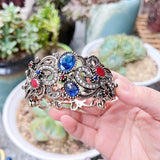 Sunspicems Bohemia Crystal Bracelet Vintage Bangle Women Hollow Flower Cuff