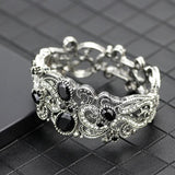 Sunspicems Bohemia Crystal Bracelet Vintage Bangle Women Hollow Flower Cuff