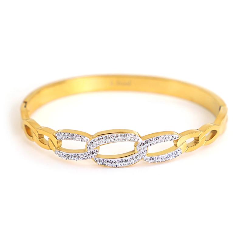Multicolor Zircon Stainless Steel Bangles Bracelets for Women