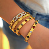 Multicolor Zircon Stainless Steel Bangles Bracelets for Women