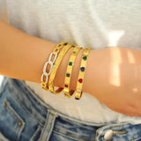 Multicolor Zircon Stainless Steel Bangles Bracelets for Women