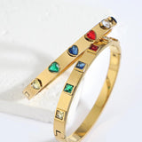 Multicolor Zircon Stainless Steel Bangles Bracelets for Women