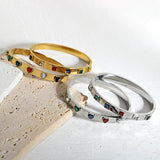 Multicolor Zircon Stainless Steel Bangles Bracelets for Women