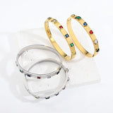 Multicolor Zircon Stainless Steel Bangles Bracelets for Women