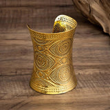Vintage Tibet Totem Cuff Bracelet Round Metal Bangle