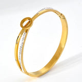 Stainless Steel Lock Nail Bangle with Zircon, Couple Wrist Gift