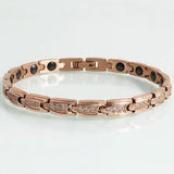Rose Plated CZ Magnetic Wristband for Women Health