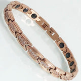 Rose Plated CZ Magnetic Wristband for Women Health