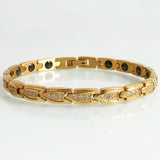 Rose Plated CZ Magnetic Wristband for Women Health