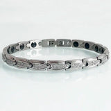 Rose Plated CZ Magnetic Wristband for Women Health