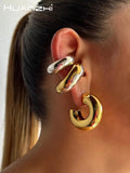 Chunky Stainless Steel Tube Hollow Earrings for Women