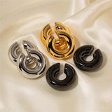 Chunky Stainless Steel Tube Hollow Earrings for Women