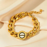316L Stainless Steel Round Charm Thick Chain Bracelet For Women