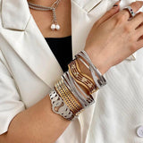 Stainless Steel Bracelet Punk Inlaid Rhinestone