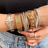 Stainless Steel Bracelet Punk Inlaid Rhinestone
