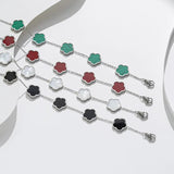 Silver Rose Charm Bracelet Stainless Steel Flower Jewelry