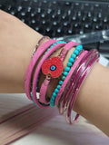 Y2K Multilayer Leather Bracelet with Glitter Jelly Fill