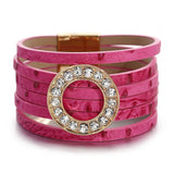 Y2K Multilayer Leather Bracelet with Glitter Jelly Fill