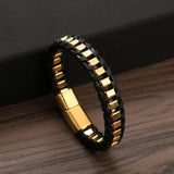 Men's Stainless Steel Leather Bracelet