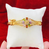 Zircon Crystal Flower Cuff Bracelet Colorful Jewelry