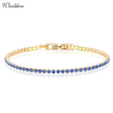 Yellow CZ Crystal Slim Tennis Chain Bracelet for Women Girls