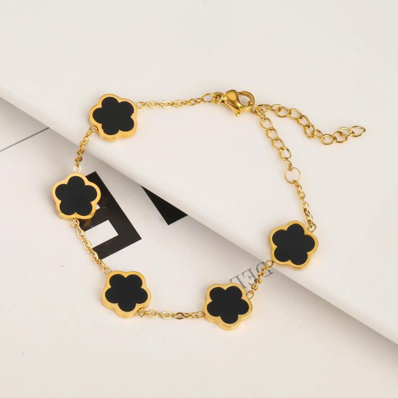 Flower Charm Bracelet For Women Stainless Steel Clover Jewelry Gift