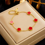 Flower Charm Bracelet For Women Stainless Steel Clover Jewelry Gift