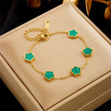 Flower Charm Bracelet For Women Stainless Steel Clover Jewelry Gift