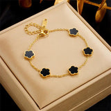 Flower Charm Bracelet For Women Stainless Steel Clover Jewelry Gift