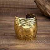 Exaggerated Curved Wave Stripe Open Cuff Bracelet for Women