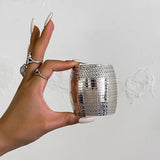 Exaggerated Curved Wave Stripe Open Cuff Bracelet for Women