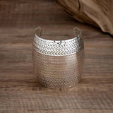 Exaggerated Curved Wave Stripe Open Cuff Bracelet for Women