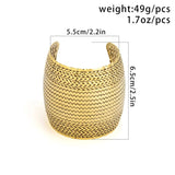 Exaggerated Curved Wave Stripe Open Cuff Bracelet for Women