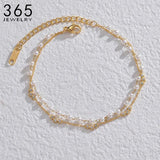 Pearl Pentagon Double-Layer Stainless Steel Bracelet