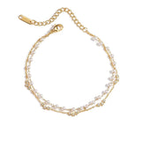 Pearl Pentagon Double-Layer Stainless Steel Bracelet