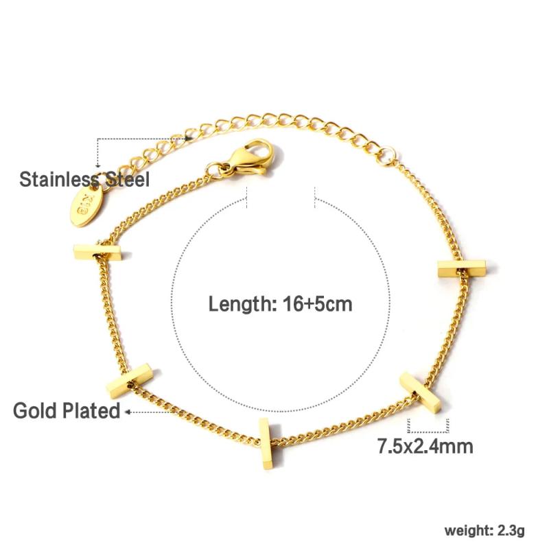 Stainless Steel Link Chain Bangle Bracelet for Women