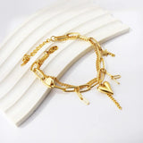 Stainless Steel Link Chain Bangle Bracelet for Women