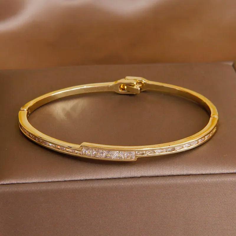 Crystal Geometric Bangle Bracelet for Women