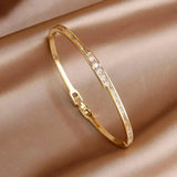 Crystal Geometric Bangle Bracelet for Women