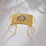 Stainless Steel Wide Hollow Woven Bracelet Snake Eye For Women