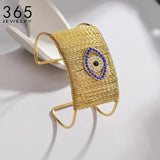 Stainless Steel Wide Hollow Woven Bracelet Snake Eye For Women