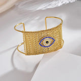 Stainless Steel Wide Hollow Woven Bracelet Snake Eye For Women