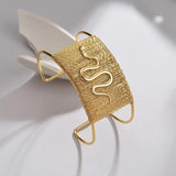 Stainless Steel Wide Hollow Woven Bracelet Snake Eye For Women