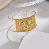 Stainless Steel Wide Hollow Woven Bracelet Snake Eye For Women