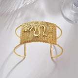 Stainless Steel Wide Hollow Woven Bracelet Snake Eye For Women