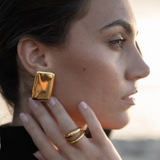 Vintage Rectangular Stainless Earrings Bold Look Waterproof Jewelry Women