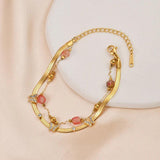Red Polygonal Bead Butterfly Chain Bracelet