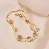 Red Polygonal Bead Butterfly Chain Bracelet