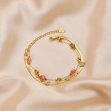 Red Polygonal Bead Butterfly Chain Bracelet