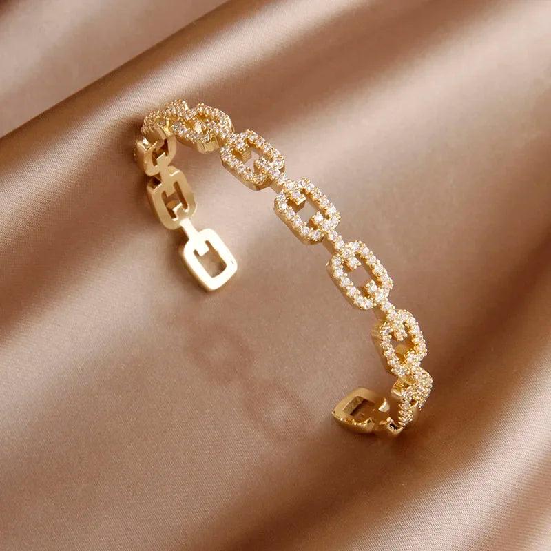 Crystal Hollow Geometric Bangles Bracelets Women Jewelry